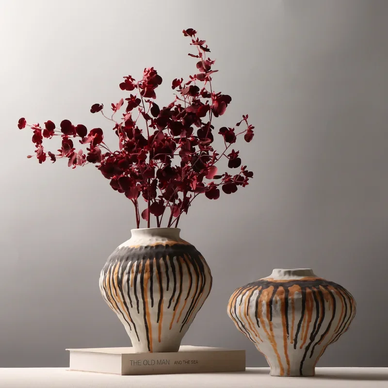 Ceramic Vase Fluid Flow Flower Vase Retro Flowerpot Flower Arrangement Accessories Ceramic Handicrafts Home Decoration