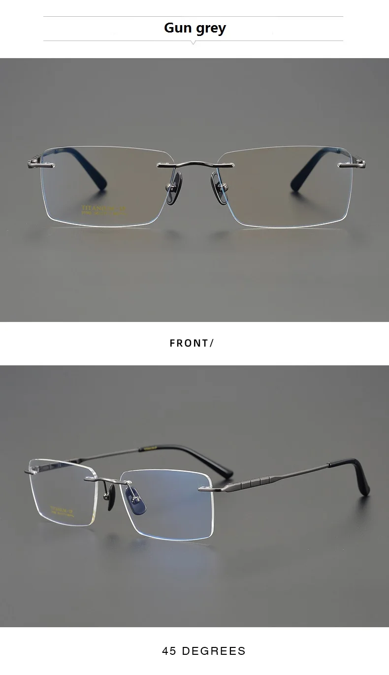 Reines Titan Ultraleichte Brillen Randlose Brillengestell Männer Quadratische Geschäftsbrillen Frauen Keine Felge Brille Modetrend – Detail 12