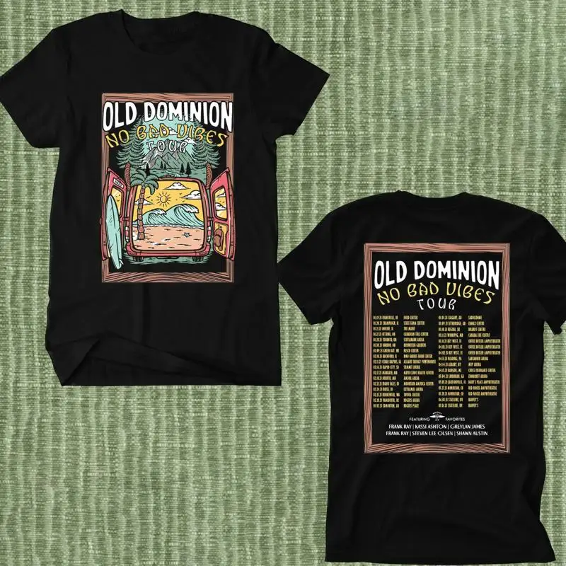 جولة 2023 Old Dominion No Bad Vibes N America تي شيرت أسود مع رمز التاريخ Ep01
