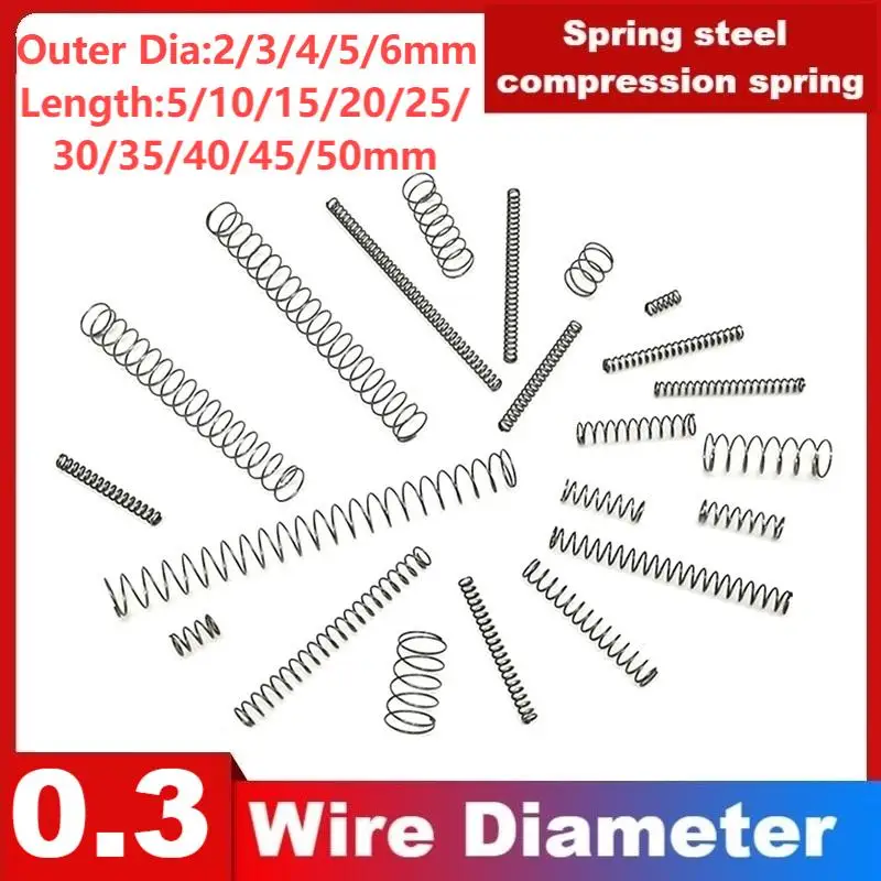 Spring steel Y-shaped compression spring,Wire Dia0.3mm,Outer Dia2/3/4/5/6mm,Length5/10/15/20/25/30/35/40/45/50mm,Toy spring.