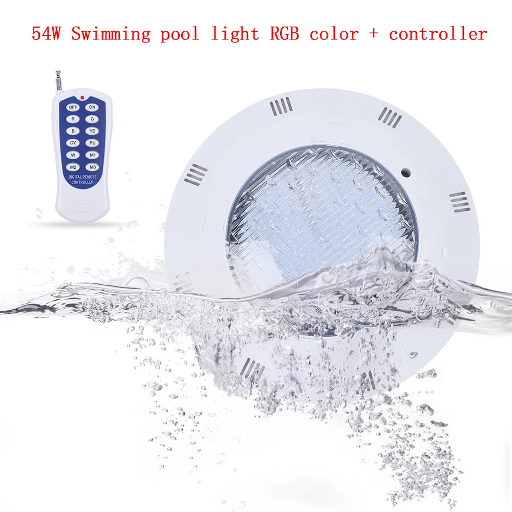12V 54W スイミングプール RGB LED ライトスパ水中ライト防水 IP68 ランプ