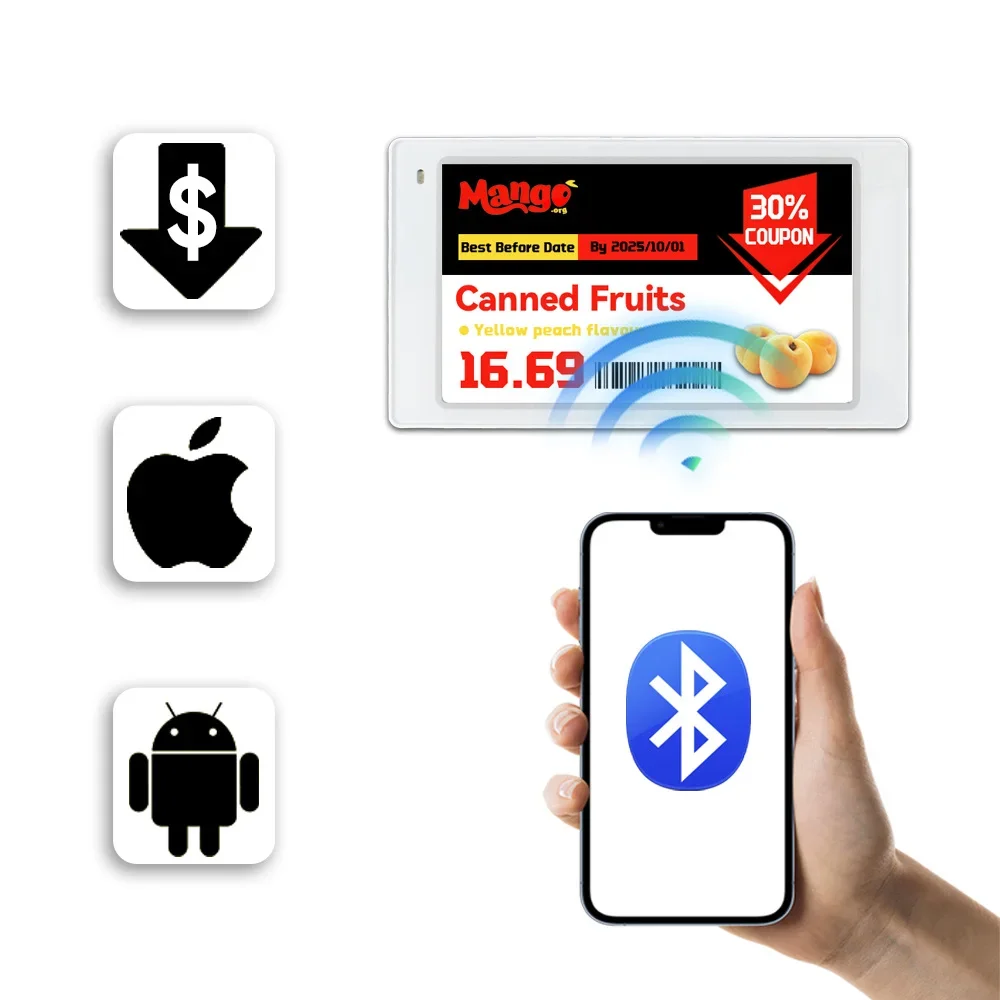 Etichette elettroniche Prezzo 5 pezzi Tag prezzo elettronico Ble da 3,7 pollici per supermercato