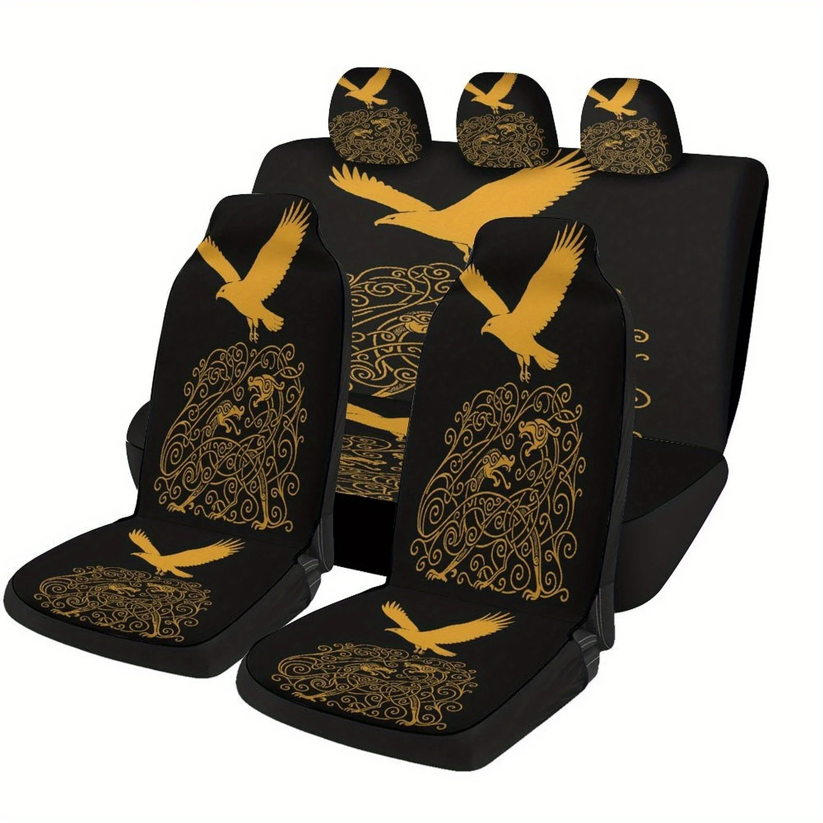 

Eagle And Dragon Design Themed Car Seat Cover Set For Most Cars, Fashion Novelty Car Seat Protector Covers Full Set, Universal