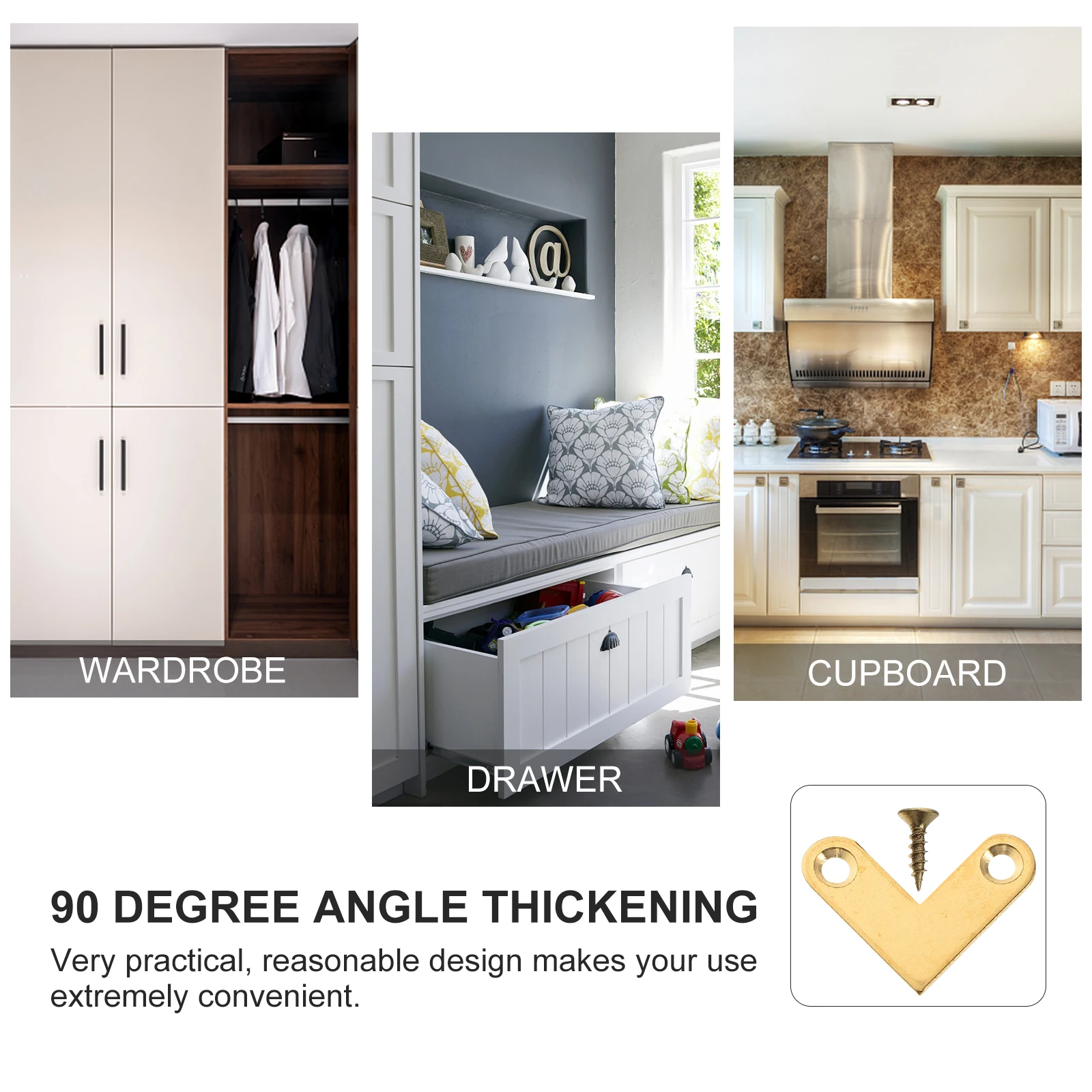 

6pcs L Shape Brass Flat Corner Brackets Copper Angle Connectors For Drawer niture Frame Fixing Hardware