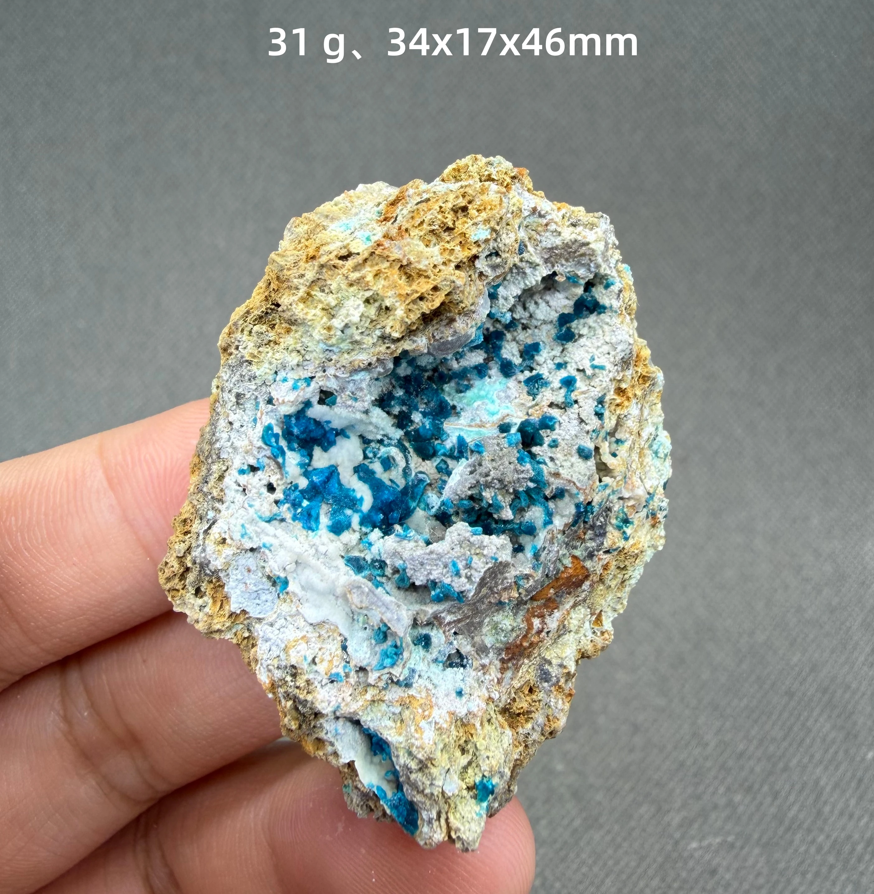Natural Veszelyite Crystal Cluster Blue Rare Copper Zinc Phosphate Mineral Specimen