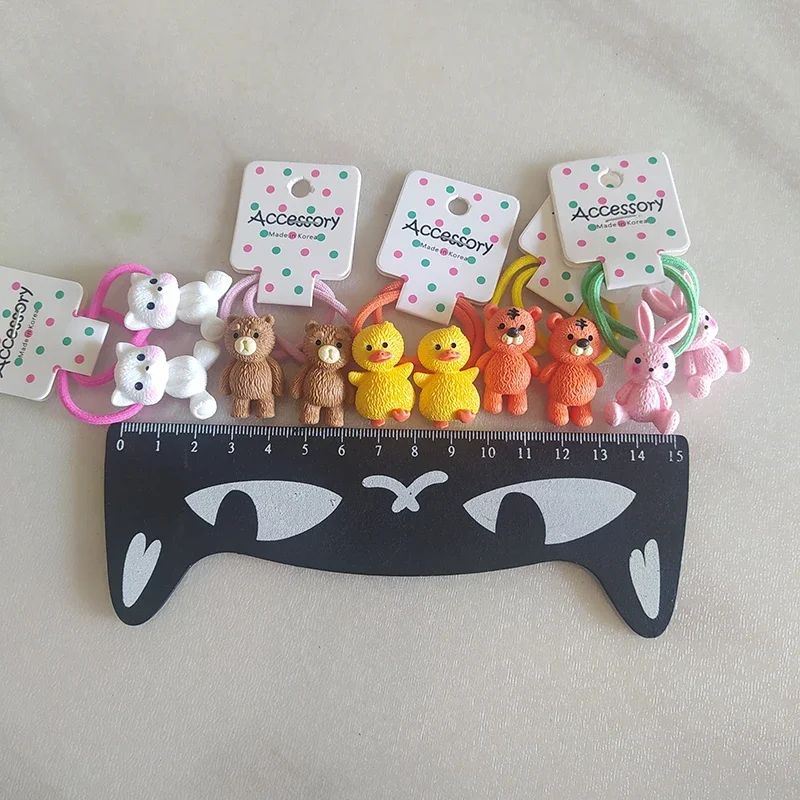 2PCS Cartoon Cute Bear Duck Kids Elastic Hair Bands Children Hair Ties Girls Hair Accessories Baby Headdress