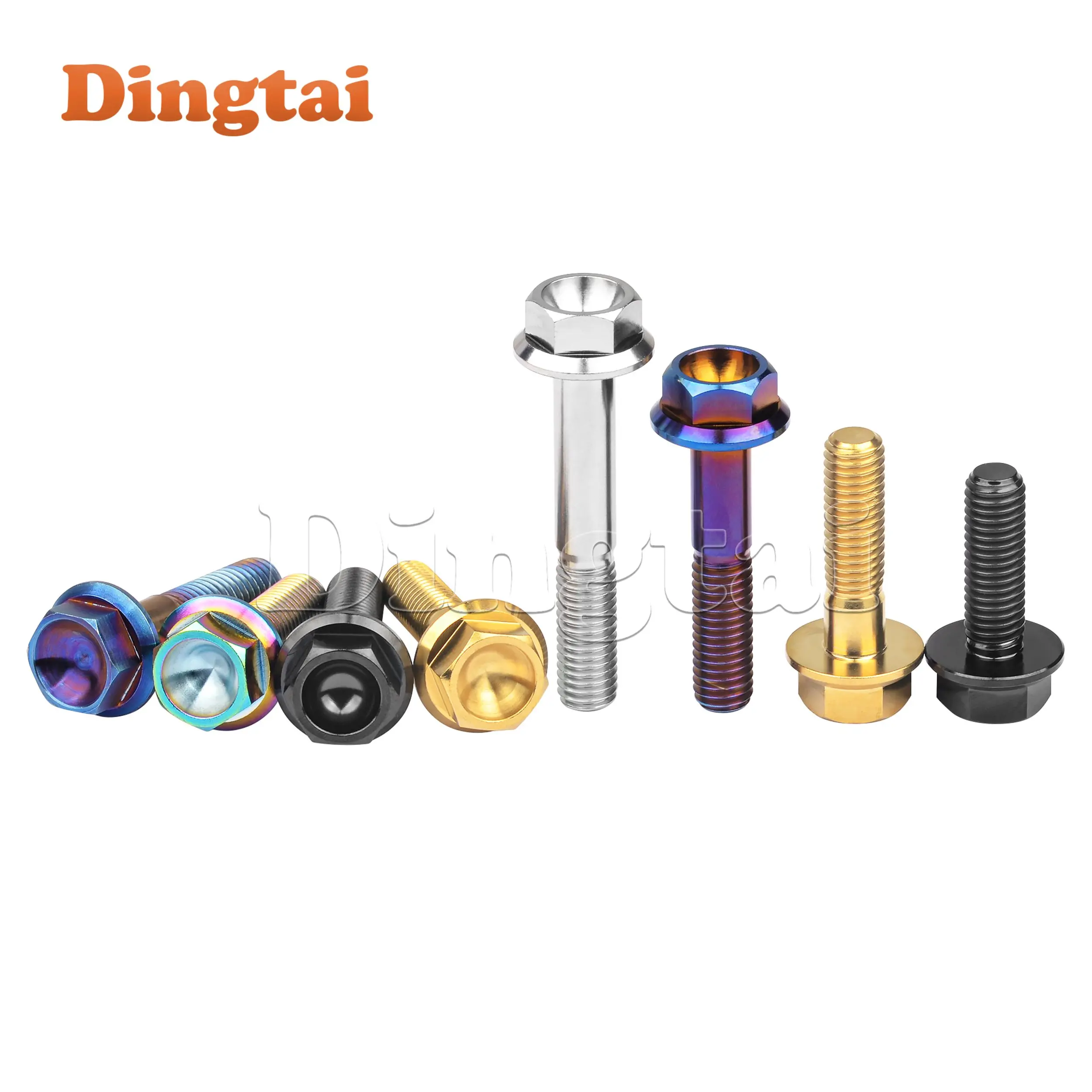 딩타이 티타늄 볼트 M8X15/20/25/30/35/40/45/50/55mm 육각 헤드 플랜지 볼트 오토바이 나사용