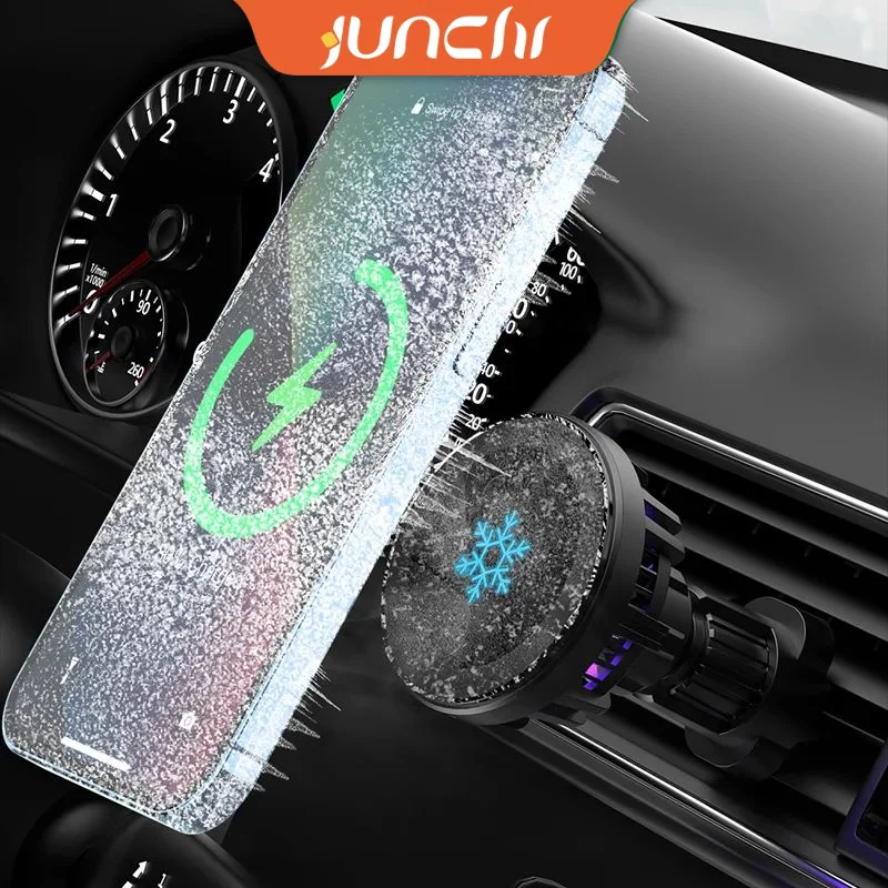 

15W Fast Charging Car Charger Holder Magnetic Car Phone Holder Wireless Charger For iPhone 15 14 13 Pro Max Cooling Car Charger