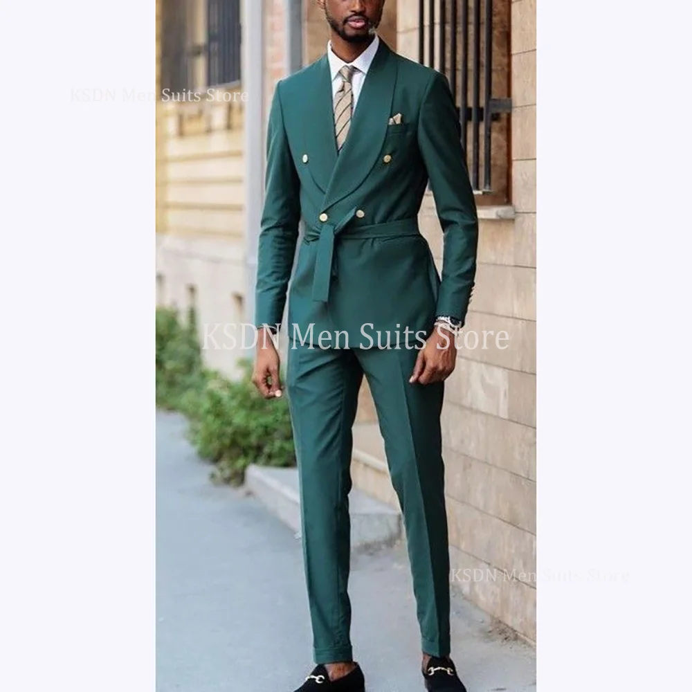 

Шикарные зеленые костюмы для мужчин, комплект из 2- предметов, шикарный двубортный повседневный костюм для покупок, офиса, работы, дома, повседневный мужской костюм, куртка с брюками