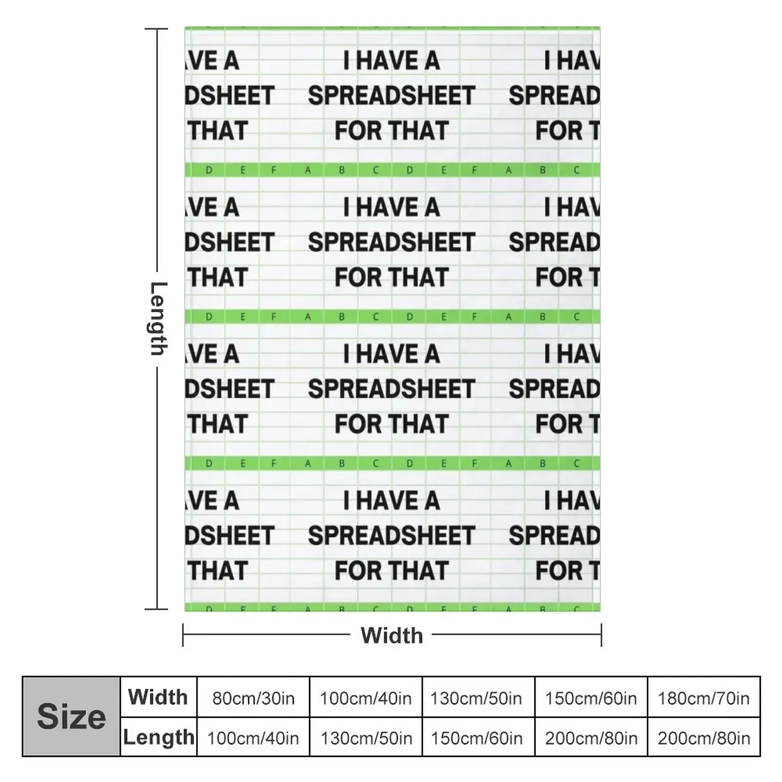 I have a spreadsheet for that Throw Blanket Loose Comforter funny gift Blankets