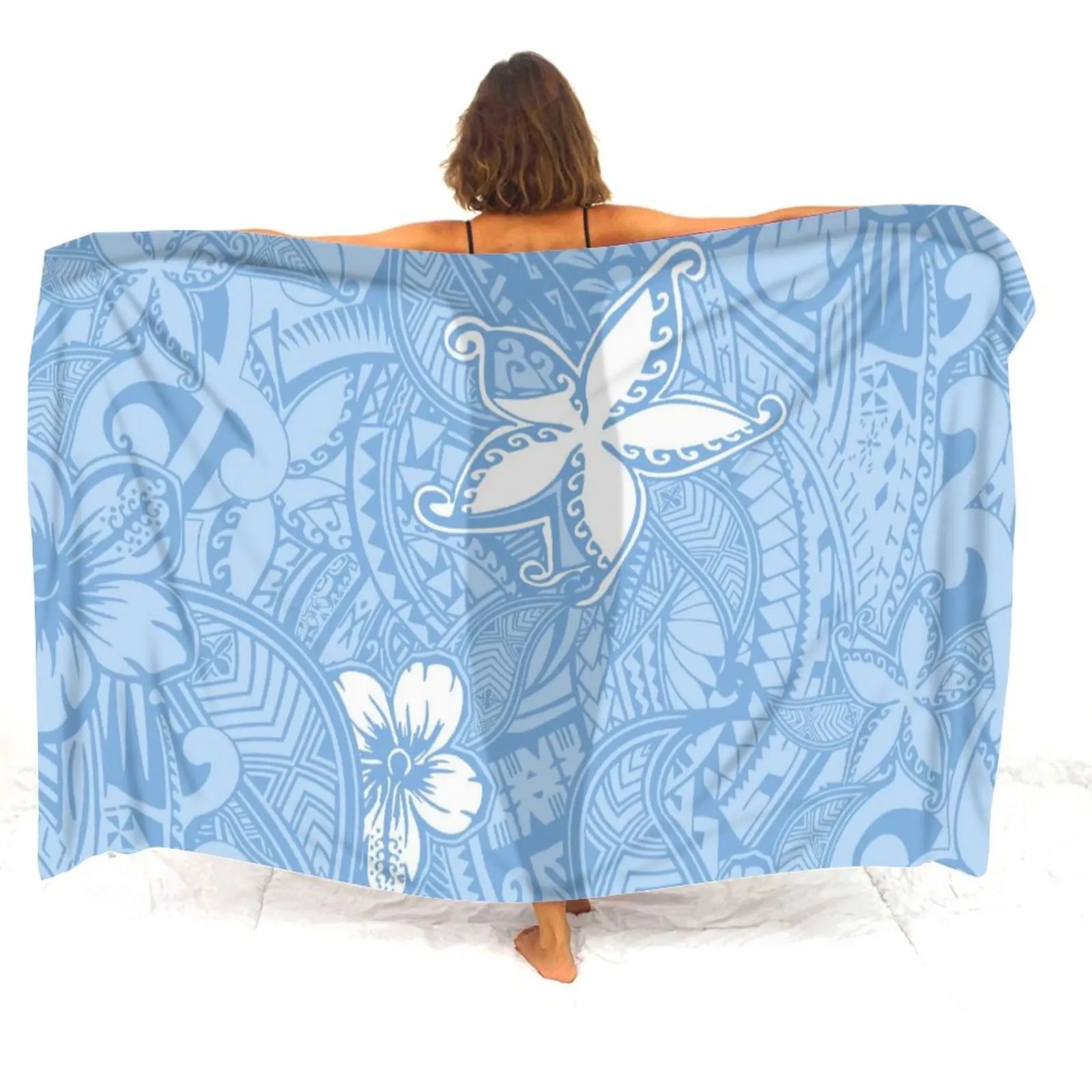 

Polynesian Tribe Flower Print Custom Pattern Hawaiian Women's Cage Badminton Home Sexy Scarf Beach Suit Bathrobe Swimwear