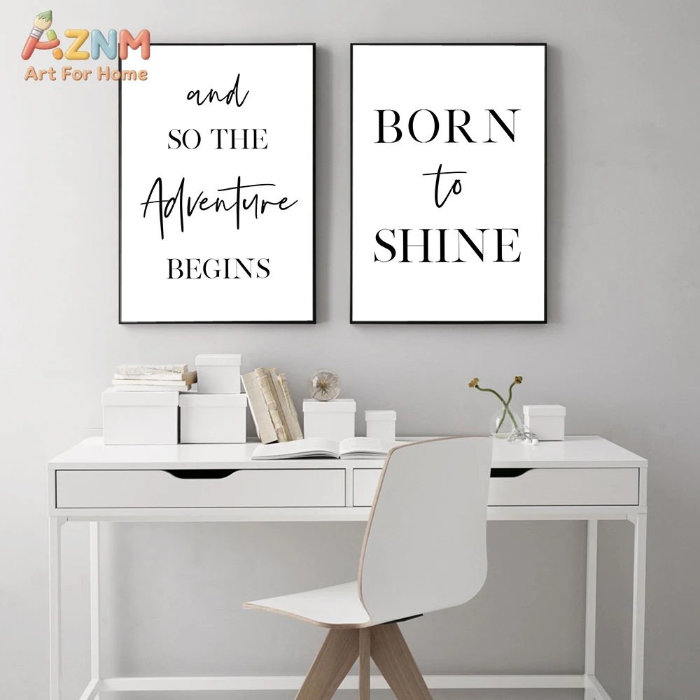 AZNM Minimalist Black White Inspirational Quote Canvas Wall Art, Good Vibes / Do Great Things Typography Print, Frameless Motiva