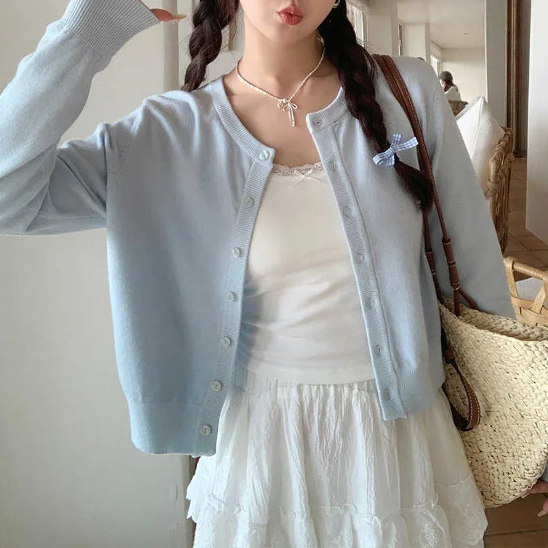 

Sweaters Fashion Long Sleeve Knitted Sweater Women Cardigans O-Neck Knit Sweater Cardigan Women Tops Sueters De Mujer 2026 Q4017