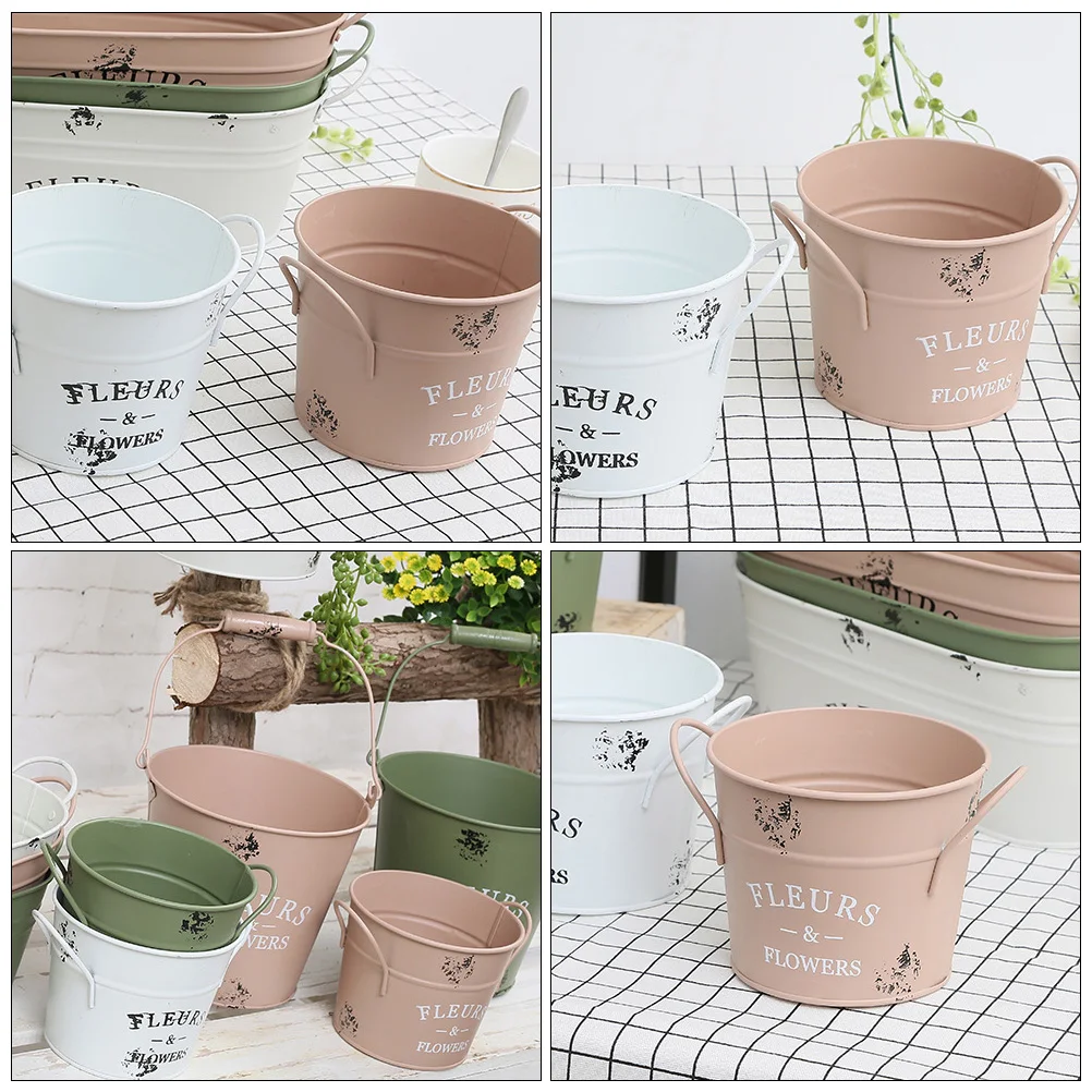 

Dried Flower Iron Flower Bucket Iron Retro Garden Garden Supplies Supplies Balcony Yard Decor Strong Eco Friendly