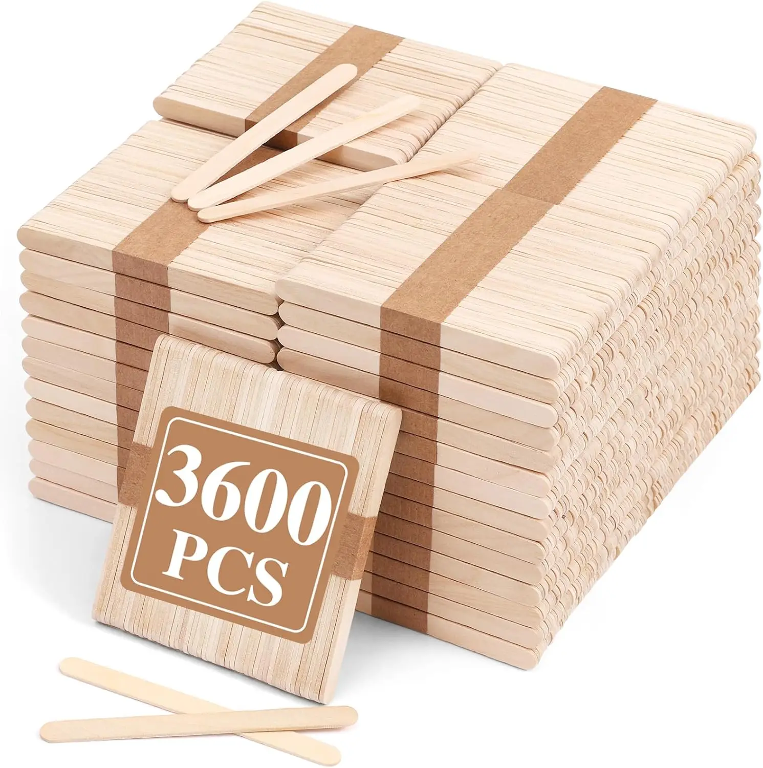 3600pcs Natural Wooden Craft Sticks, 4.5 Inch Popsicle Sticks for Crafts, Food, Hair Removal, DIY Projects
