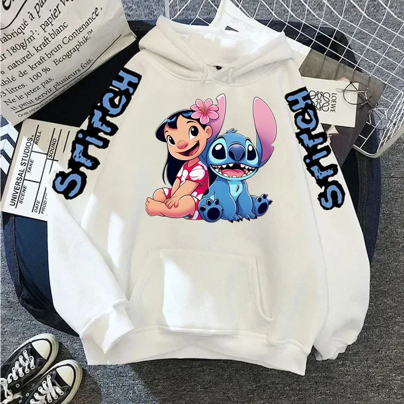 Woman Stitch Hoodies For Men Cartoon Anime Printed Pullovers Loose Y2k Harajuku Hooded Cute Lolita Sweatshirt