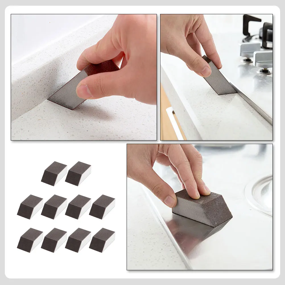 

10pcs Carborundum Sponge Household Emery Multi function Scrub Dish Sponges Griddles Reusable Kitchen Wall Tabletop