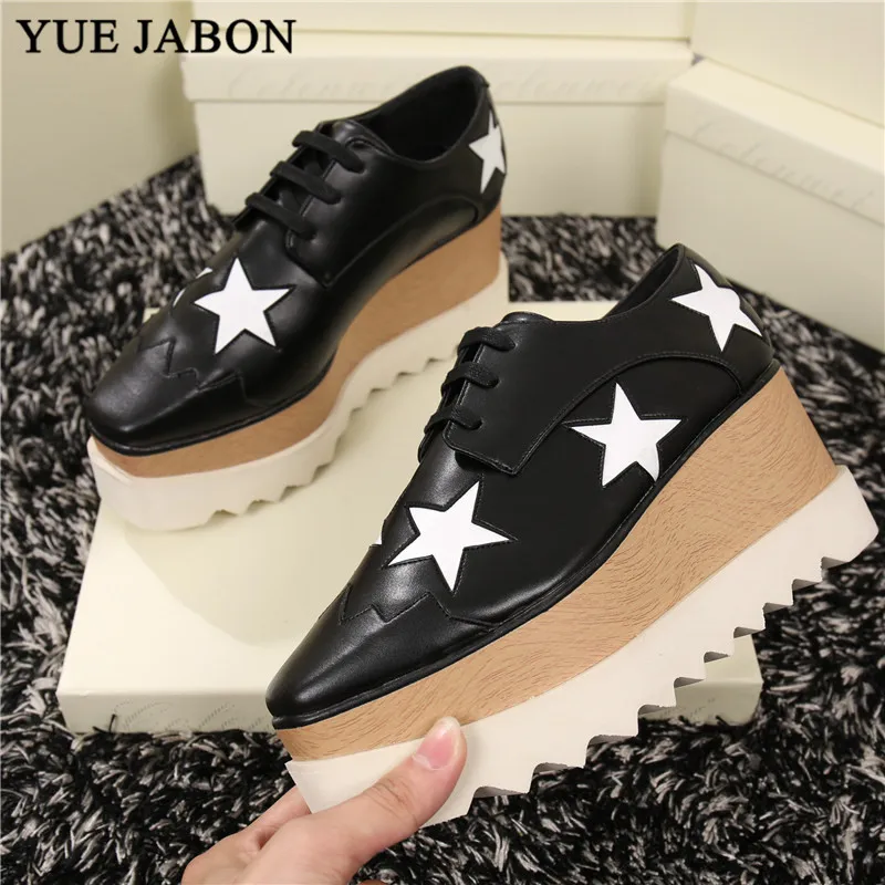 Zwarte Casual Platform Sneakers Vrouwen Vijf Sterren Veterschoenen Vierkante Neus Dames Sportschoenen Comfort Platte Sneakers Vrouw