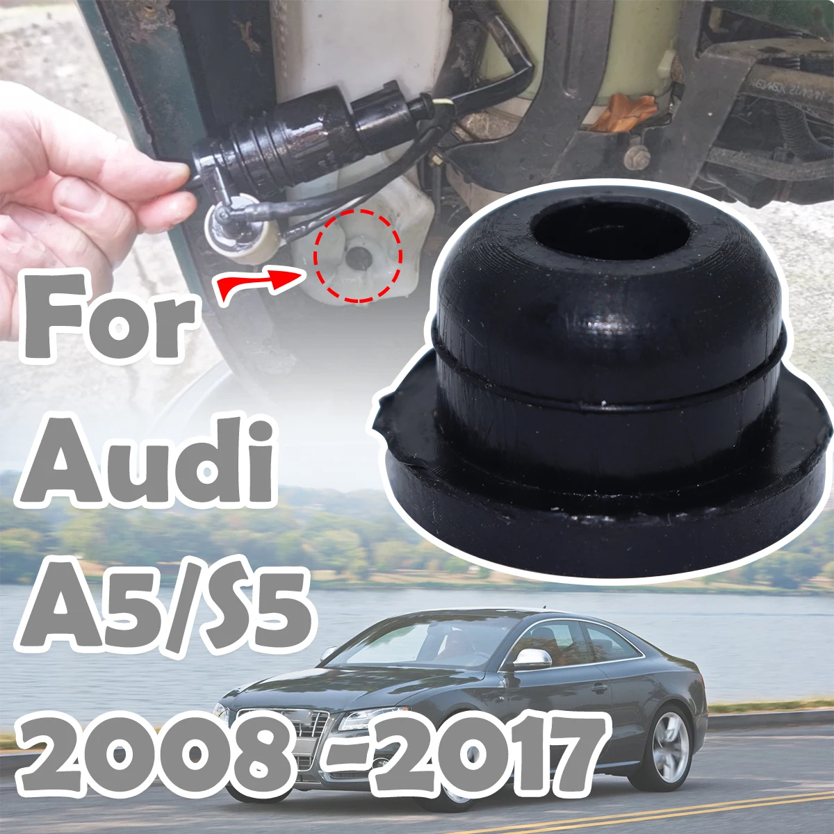 Car Windshield Washer Headlight Pump Seal Water Reservoir Gasket Grommet Mount Cap Plug For Audi A5/S5 2008 2009 2010 2011-2017