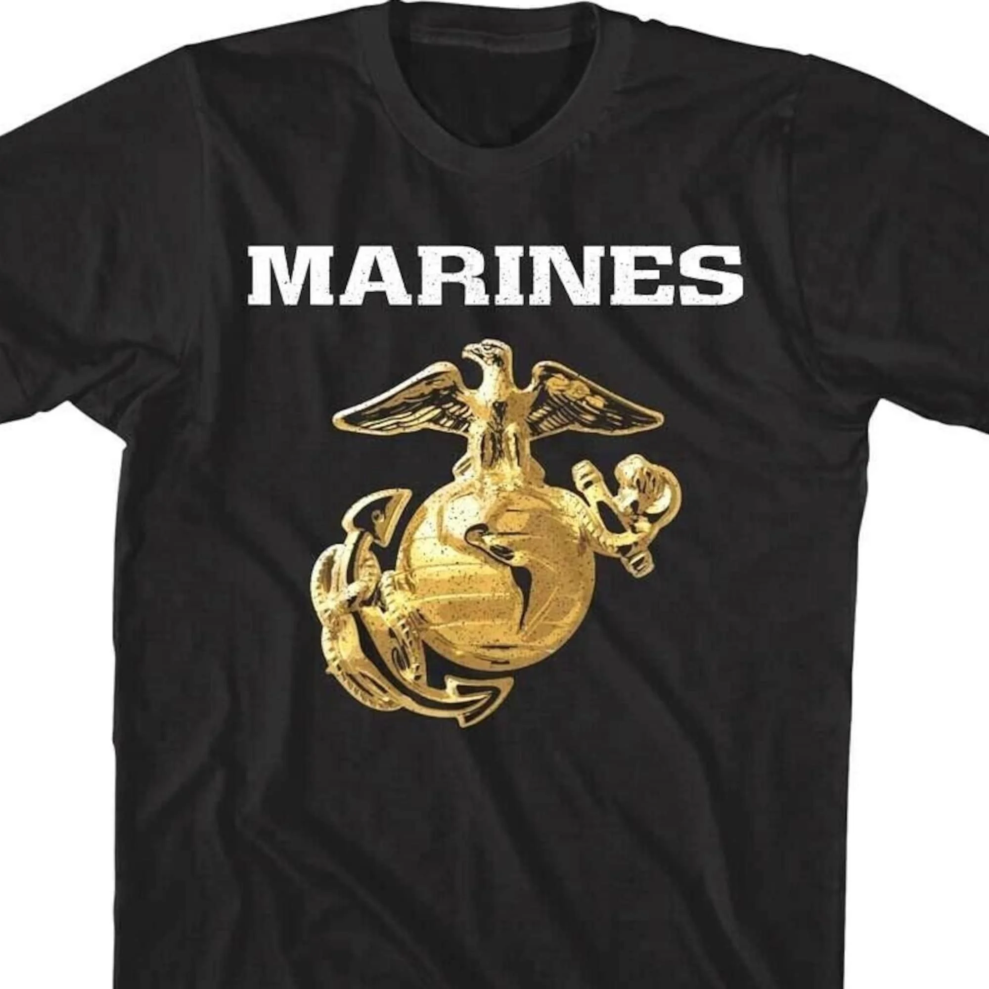 USMC TShirt Gold Enlisted Emblem Eagle Globe Graphic Tees