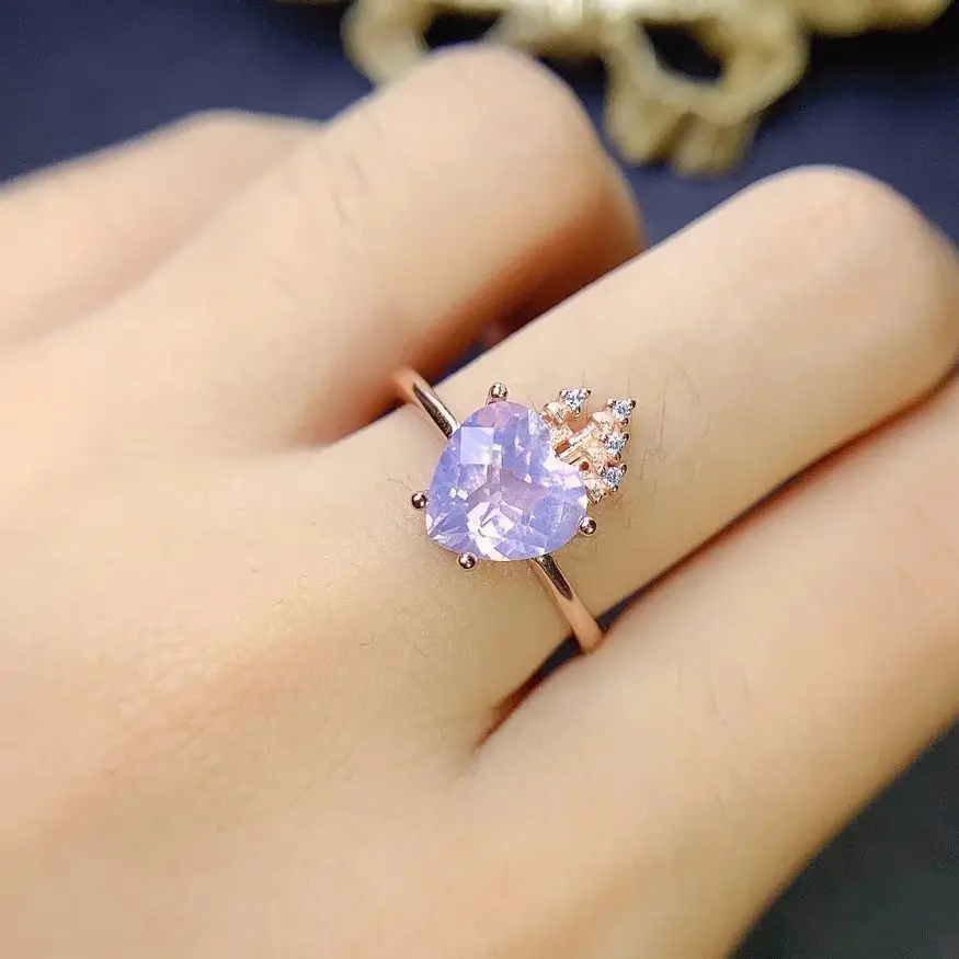 Lavender Quartz Heart Ring In Sterling Silver 925 Natural Quartz Gemstone Heart Magic Castle Engagement Ring