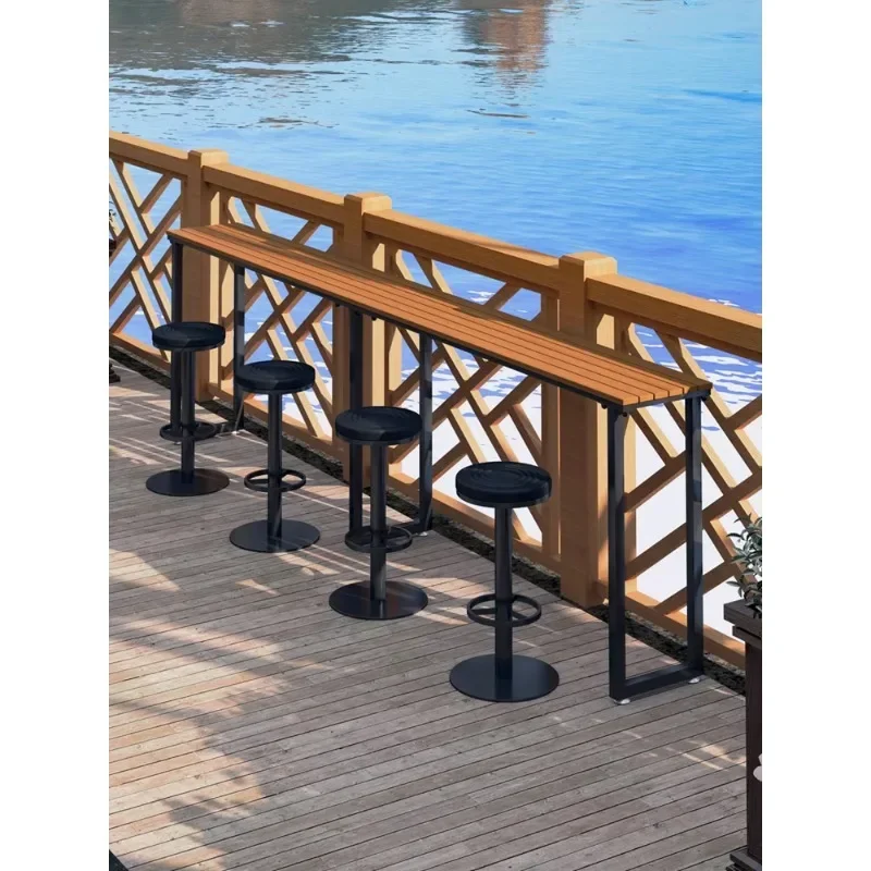 Stainless steel bar chair rotating high stool cafe outdoor courtyard milk tea shop bar chair industrial style bar chair