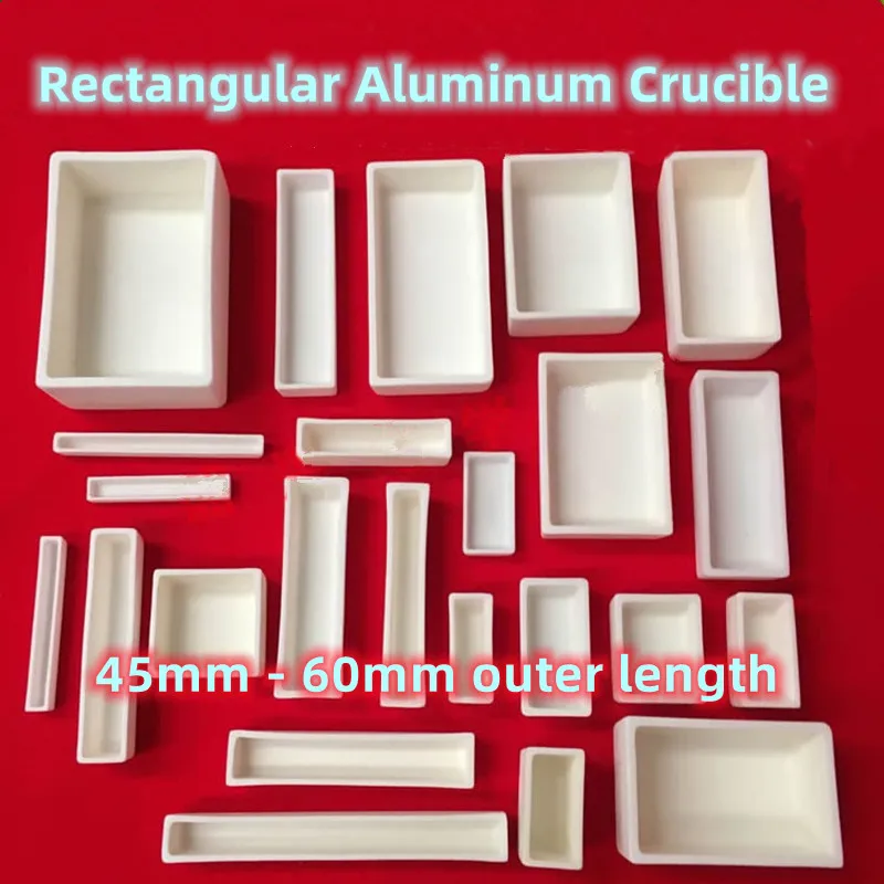 Small Rectangular Aluminum Boat 45*8mm, 50*20mm, 52*25mm, 60*30mm Square Al2O3 99% Purity Alumina Corundum / Ceramic Crucibles