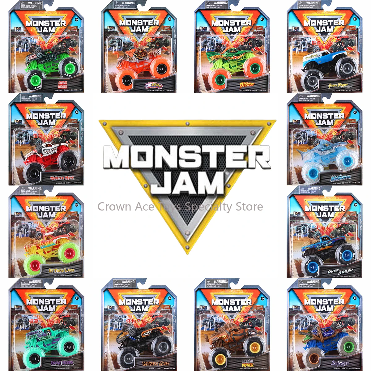 

Monster Jam Grave Digger 1:64 Scale Die Cast Alloy Truck Toys Monster Mutt Earth Shaker Monster Truck Boys Off-Road Racing Toys