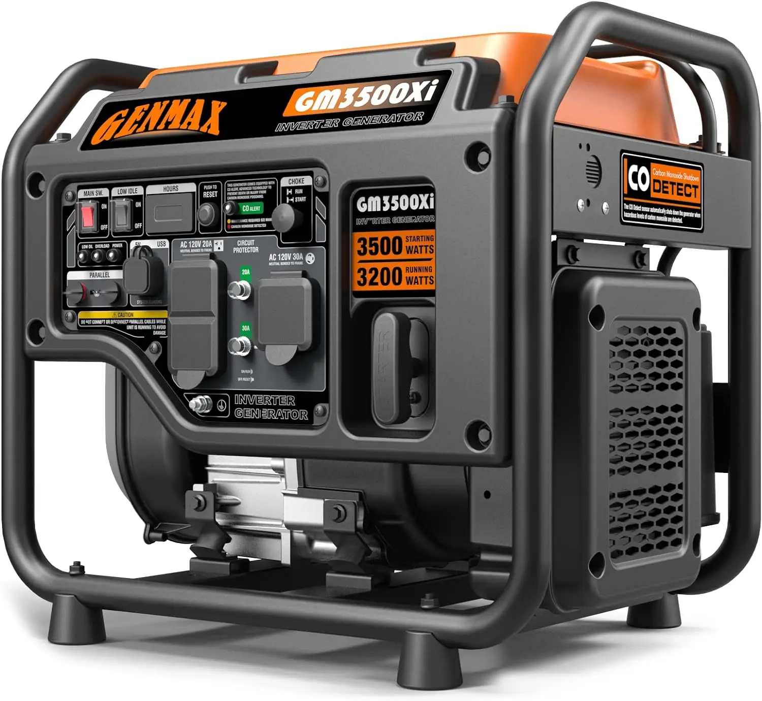 GENMAX GM3500Xi Open Frame RV Ready Inverter Generator-3500 Peak Watts-Gas Powered，Quiet Technology, EPA Compliant