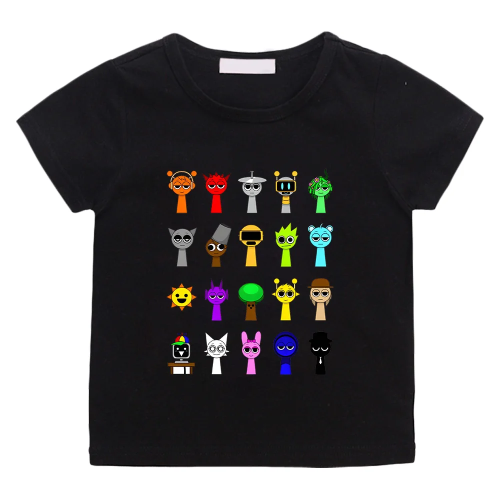 T-shirt d'été à manches courtes pour enfants, décontracté, avec personnage de dessin animé imprimé, Sprunki, pour garçons et filles, nouvelle collection