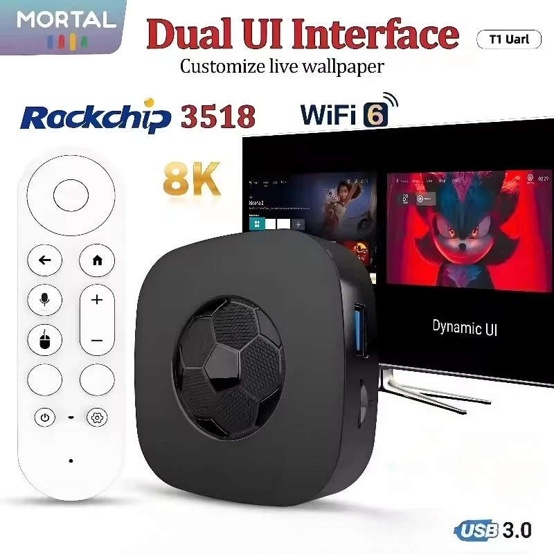 T1 Uarl 8K Ultra TV Box Android 16 Rockship3518 8GB 128GB Dual UI Interface 2.4G&5.8G WIFI 6 Streaming Media Player Set-top Box