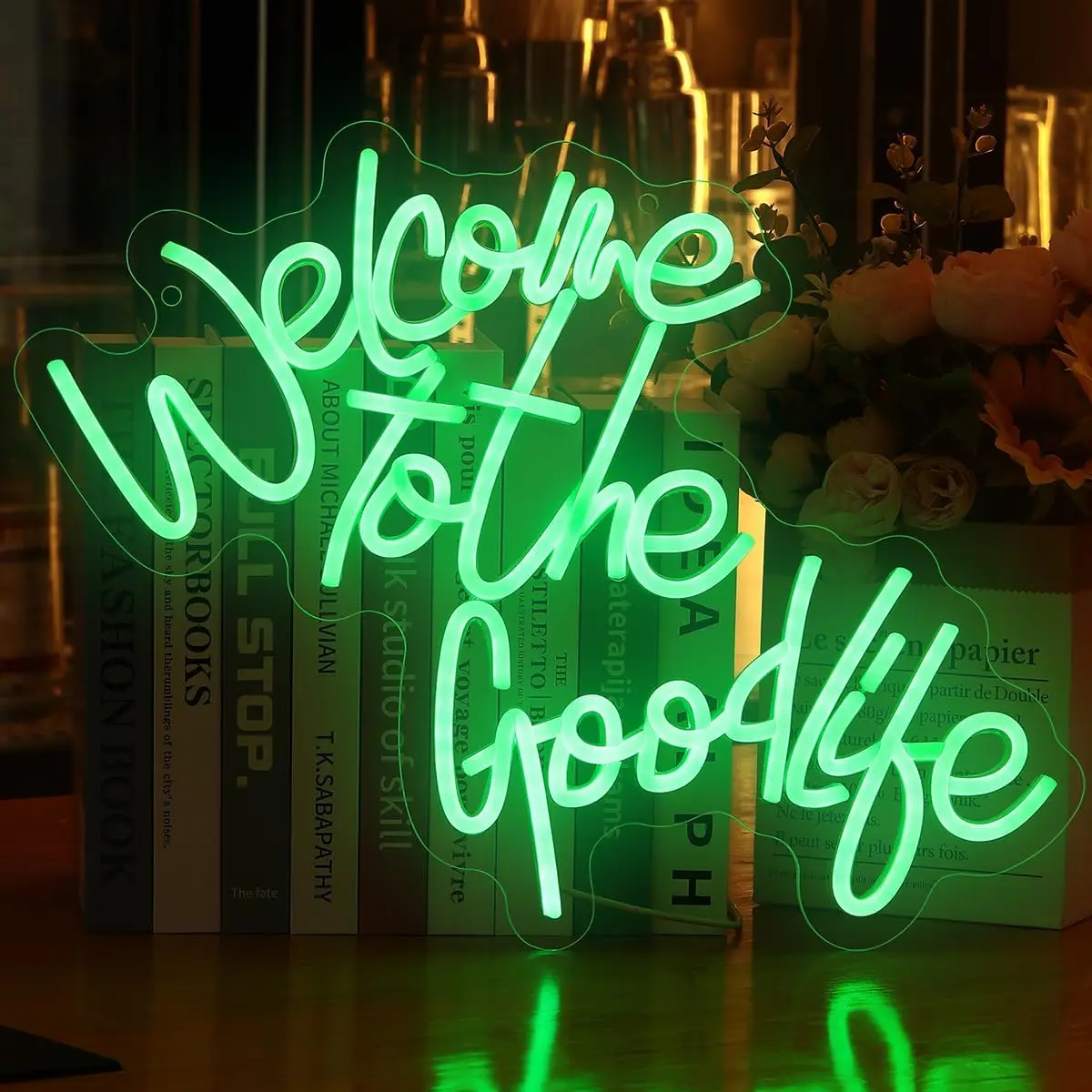 Welcom To The Goodlife Neon Signs LED Sign Neon Light Wall Decor for Bedroom Party Birthday Room Man Cave Gift for Family