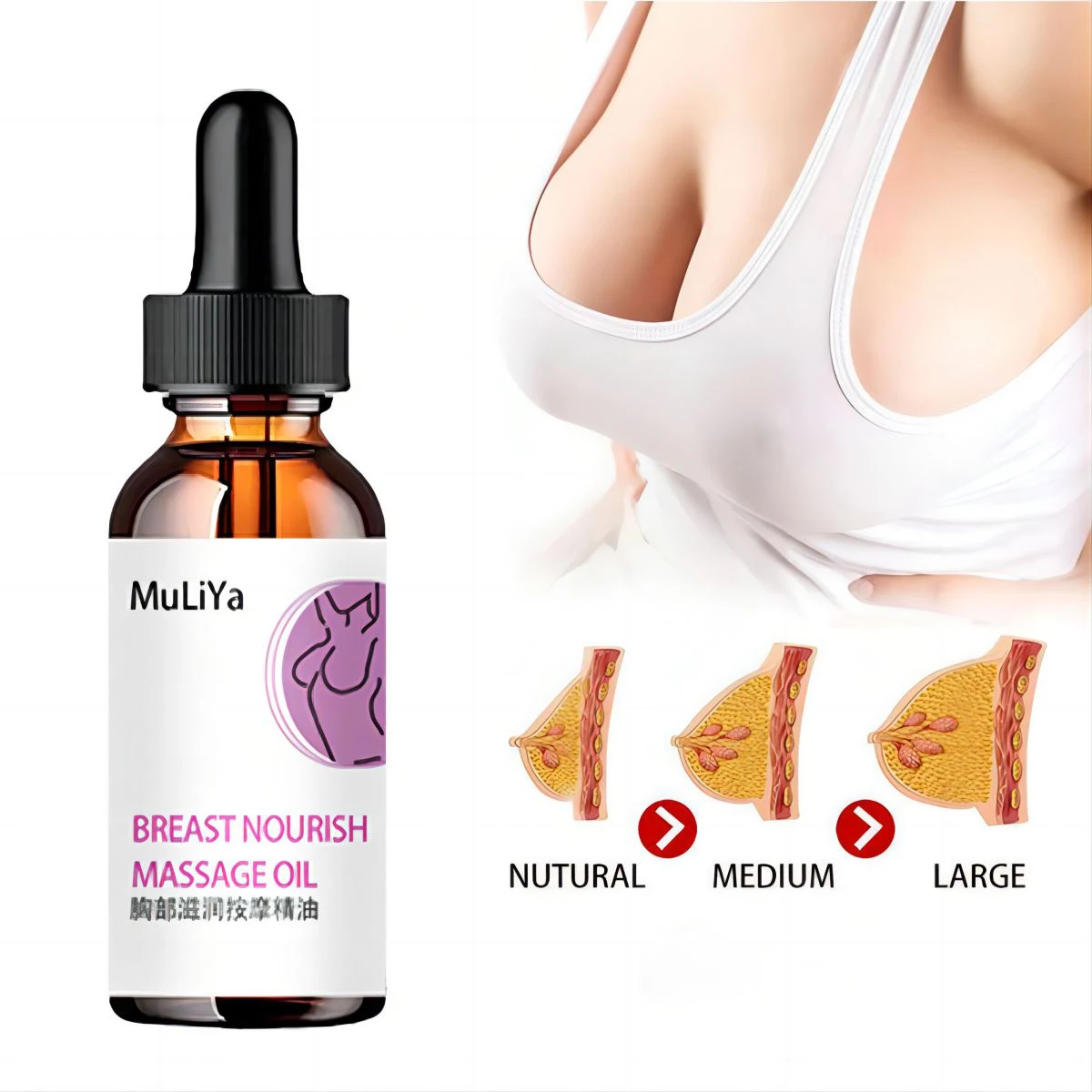 YRFKT Breast Enlargement Oil Essence Enlarged Chest Massage Essential Oil Loss Weight Effective Full Elasticity C