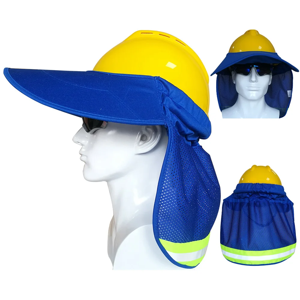 Hi-Vis Hard Hat Neck Sun Shade With Visor Yellow reflective Hard Hat Accessories Riding Sunshade