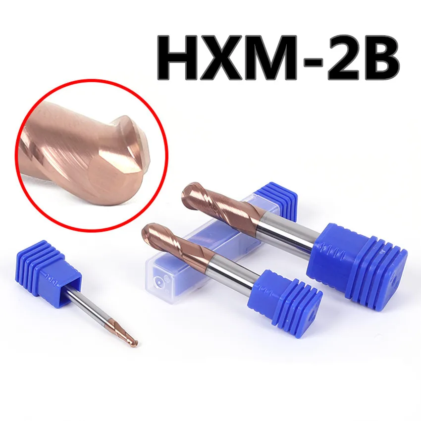 HMX-2B HMX-2B-R0.5S~R2.0S  HMX-2B-R0.5~R10.0 R0.5 R1.0 R1.5 R2.0 R2.5 ZCC.CT Two Edged Straight Shank Ball End Mills 1pcs/box