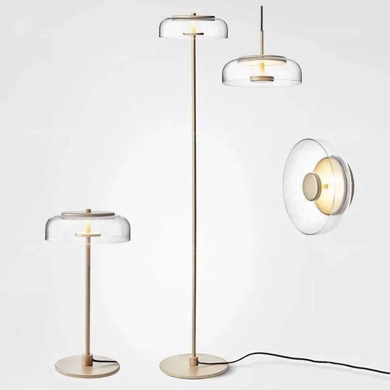 Modern LED Floor Lamp with round Glass Designer Light for Living Room Office Bedroom - Standing Bedside Home Decor