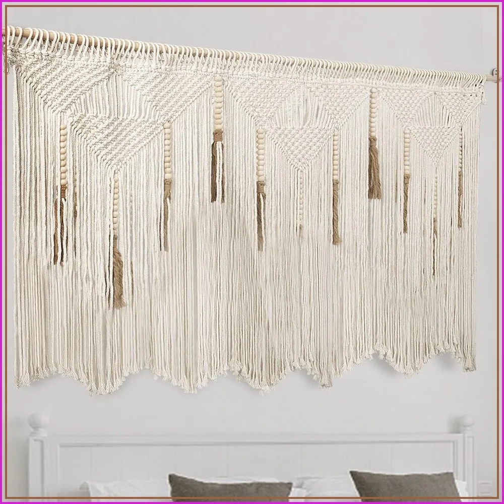

Extra Large Macrame Wall Hanging 70.8" x 39" Boho Tapestry Woven Decor Cotton Tassel Curtain Chic Bohemian Art for Living Room Bedroom Dorm