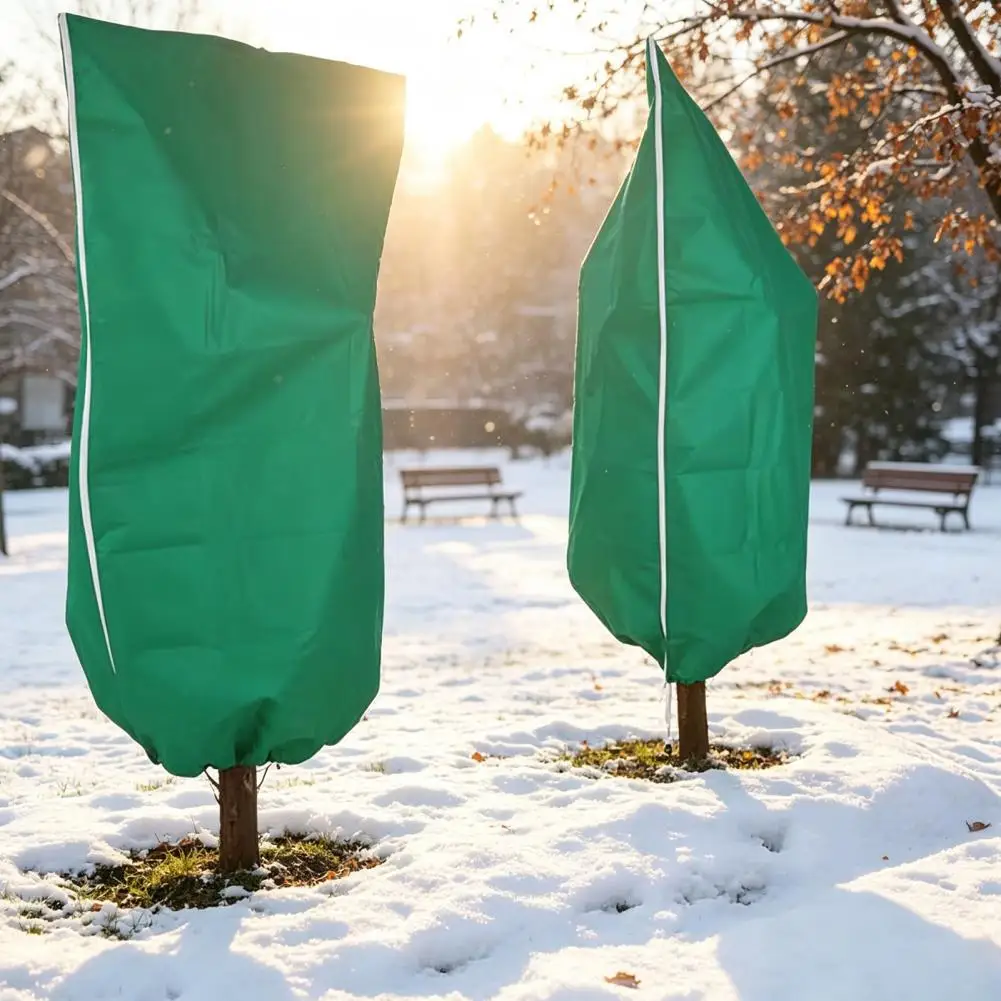 Winter Plant Cover Zippered Freeze Protection Bag with Drawstring Non-woven Fabric Frost Cloth for Outdoor Plants Trees Shrubs
