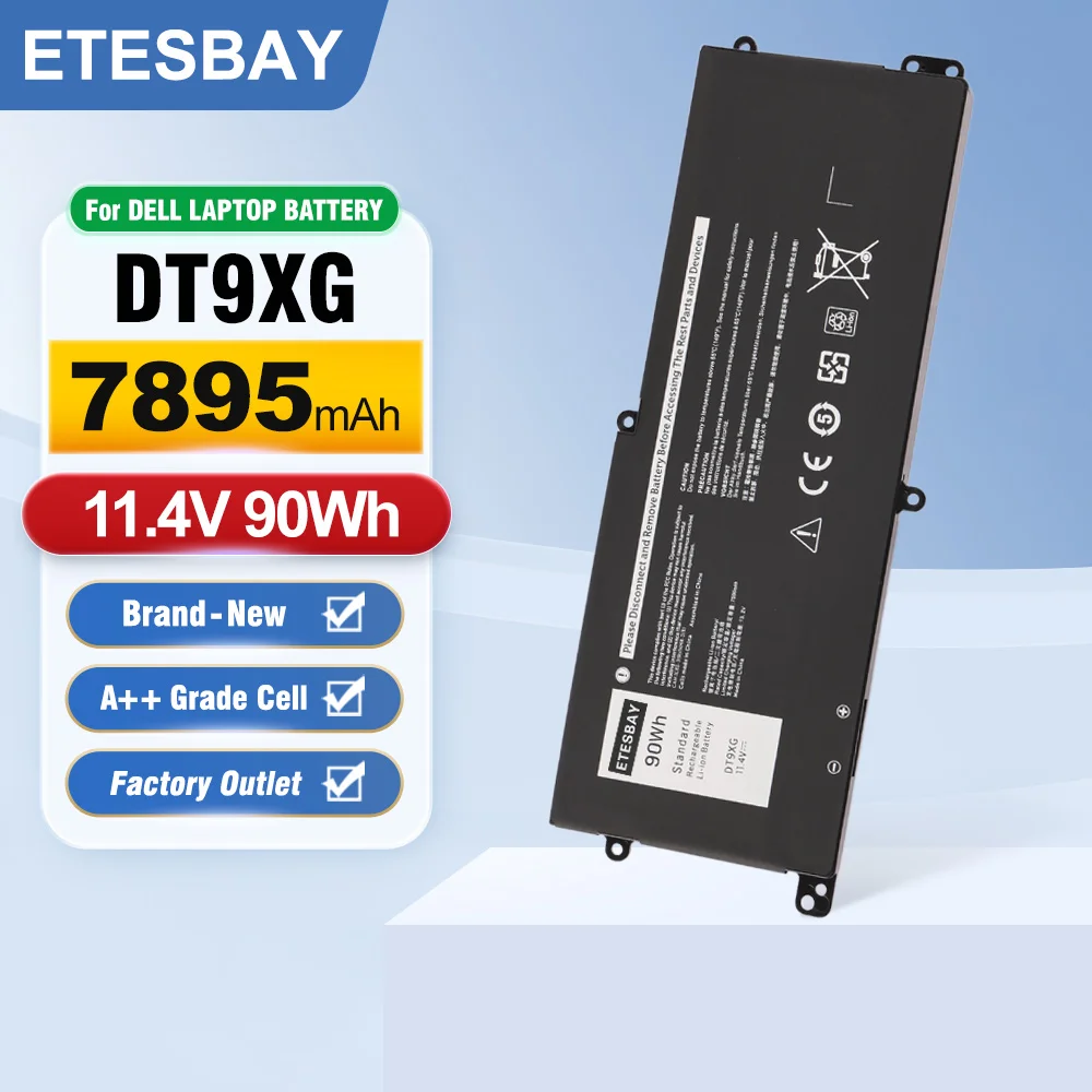 ETESBAY DT9XG 90WH Laptop Battery For Dell Alienware Area-51m R1 R2 ALWA51M-D1968W D1968B D1969PW D1733B D1746W D1735DB D1733PB