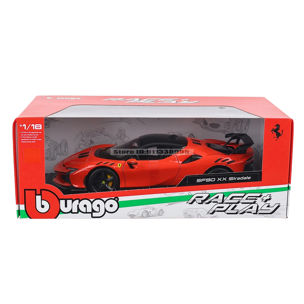 Bburago 1:18 فيراري SF90 XX Stradale الأحمر/الأبيض يموت الصب محاكاة سبيكة نموذج سيارة الحرف اليدوية الديكور جمع لعبة #6