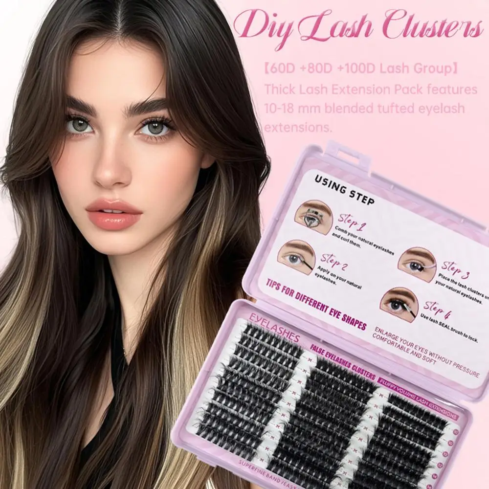 D-Curly Wimpern-Cluster Gemischtes Set Flauschige Einzelne Manga Fairy Makeup Wimpern ﻿   Dichte Wimpernverlängerungen