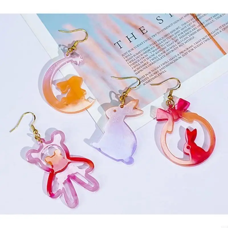  DIY Earrings Silicone Mold Ear Pendant Crystal Epoxy Resin Mould Animal Keychain