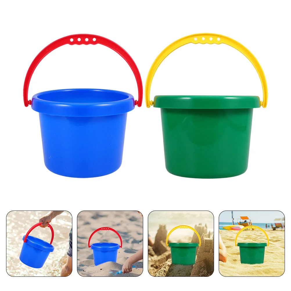 

2 Pcs Beach Toy Bucket Playing Buckets Sand Plastic Barrel Toys Portable Pp Small Water Playthings