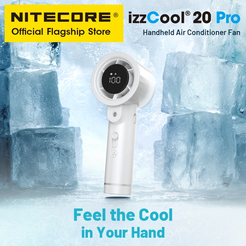 NITECORE izzcool 20 Pro Camping Fan Portable USB-C Rechargeable Air Conditioner Commuting Handheld Fan Cooling Spray Mist Cooler