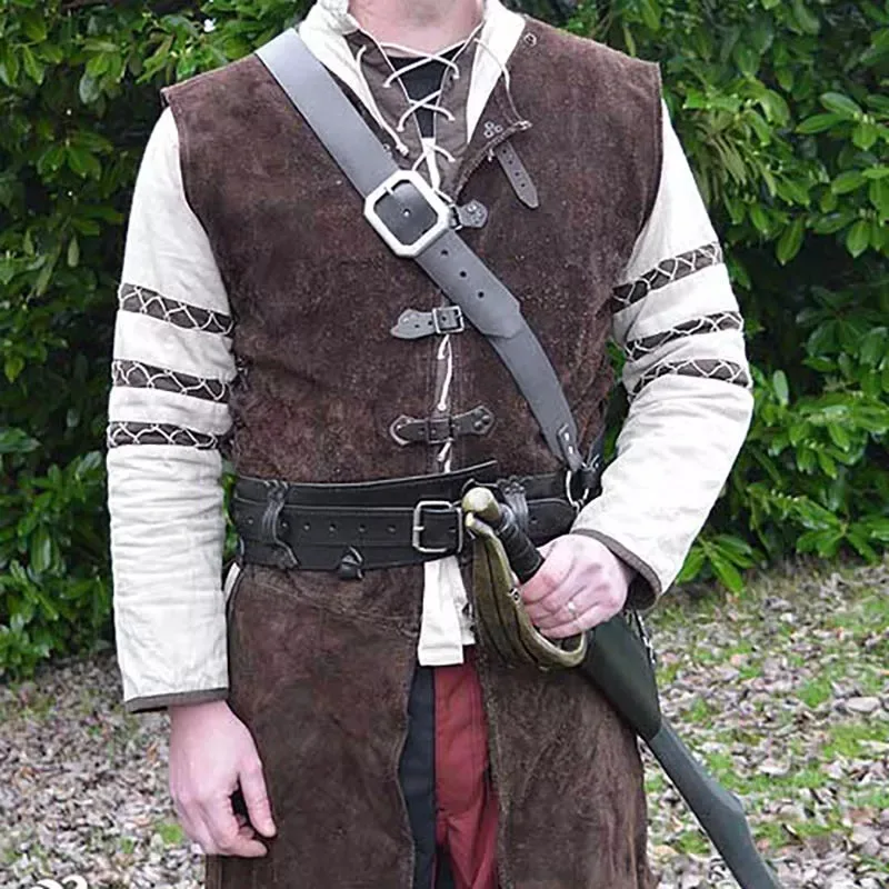 Medieval Knight Shoulder Belt Sword Holder Scabbard Holster Viking Leather Weapon Hanger Sheath Frog Larp Costume Props Sling