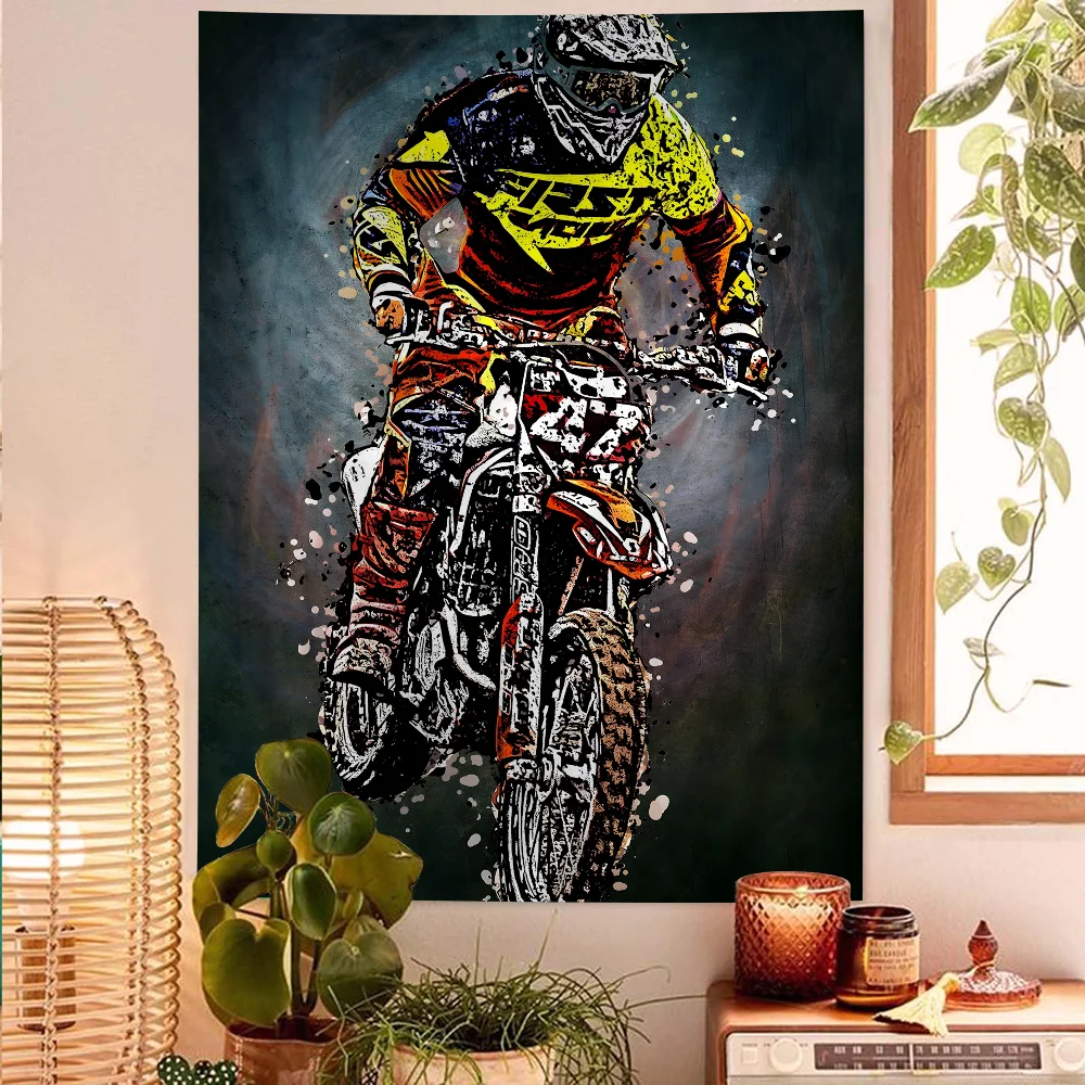 Watercolor Motorcycle Racer Valentino Rossies Printed Wall Tapestry Cheap Hippie Wall Hanging Bohemian Wall Tapestries Mandala