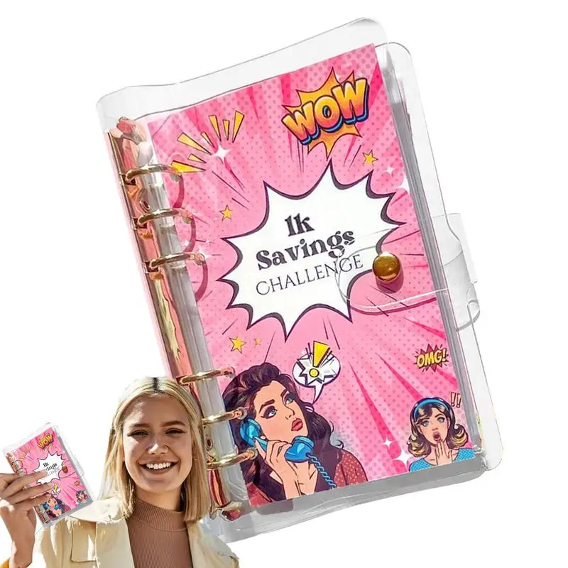 Save Money Challenge Book Fun Comic Girl A6 Money Saving Book Daily Savings Planner Bubble Effect Portable Budget Planner To