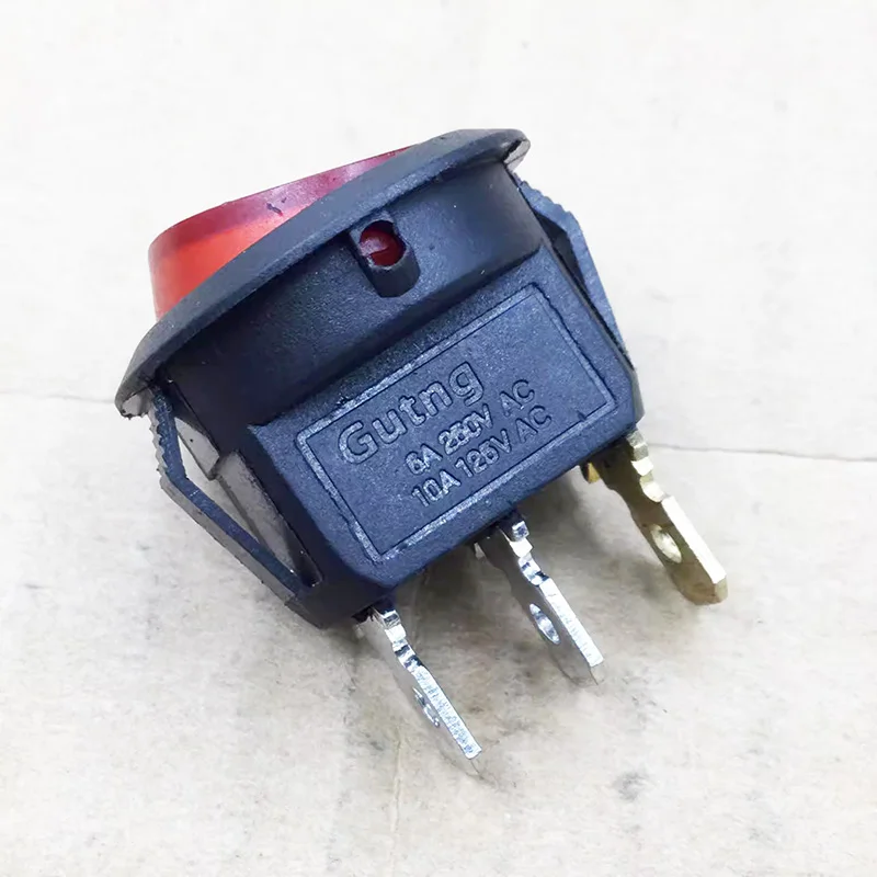 1~5pcs/lot High current 6A round boat switch 3 pin 2 speed with indicator 20mm key switch KCD2