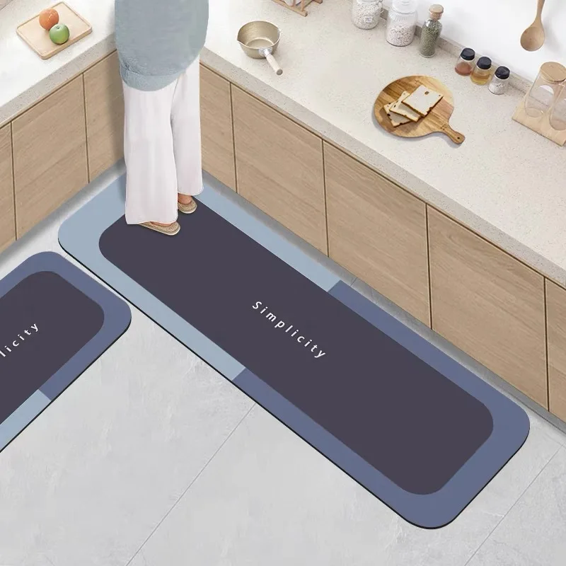 Kitchen Absorbent Mat Non-Skid Waterproof Wipeable Comfort Standing Kitchen Rugs and Mats Wipeable Wash Free Long Strip Carpet