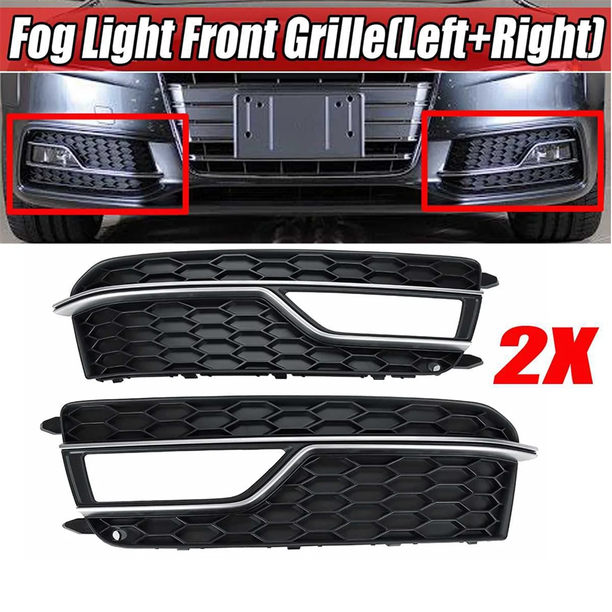 Front Bumper Fog Light Grill Cover Fog Lamp Lower Grille for Audi A5 S-Line S5 2013-2016 8T0807681K